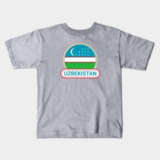 Uzbekistan Country Badge - Uzbekistan Flag Kids T-Shirt